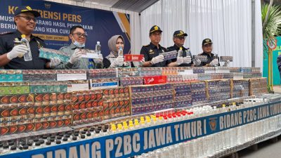 Bea Cukai Jatim Musnahkan Rokok dan Miras Bodong, Kerugian Negara Capai Rp 7 Miliar